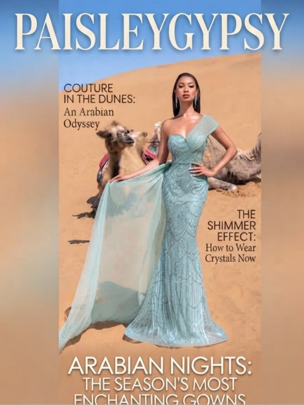 Elegant Light Seafoam Green Beaded Evening Gown